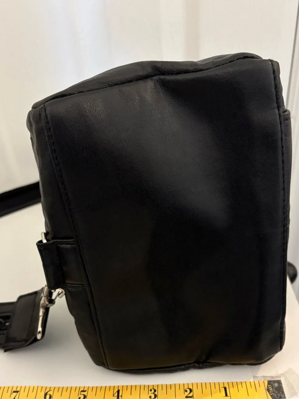 EMBASSY Black Lamb Leather Sling Backpack - Small